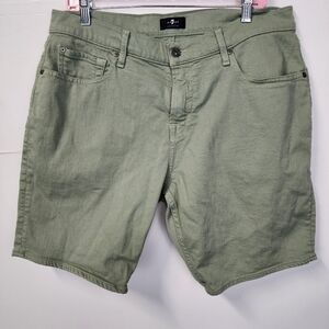 7 for All Mankind Shorts Size 33 Jeans Green With 5 Pockets
